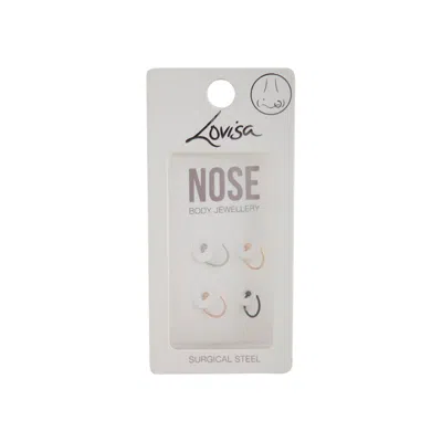 Lovisa Mixed Metal Mini Nail Nose Ring 4 Pack In Multi