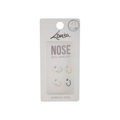 Lovisa Mixed Metal Mini Nail Nose Ring 4 Pack In Silver