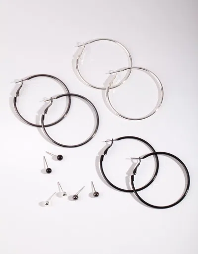 Lovisa Mixed Metal Stud And Hoop Earring 6 Pack In Multi