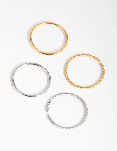 Lovisa Mixed Metal Surgical Steel 4-pack Plain And Twist Nose Rings In Multi