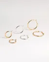 Lovisa Mixed Metals Basic Thick Hoop Earrings 3-pack In Metallic