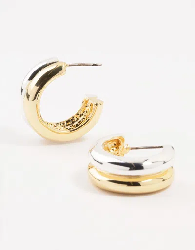 Lovisa Mixed Metals Chunky Hoop Earrings In Metallic