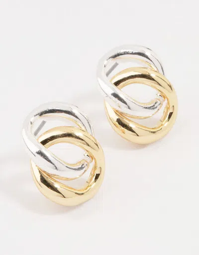 Lovisa Mixed Metals Circle Stud Earrings In Metallic