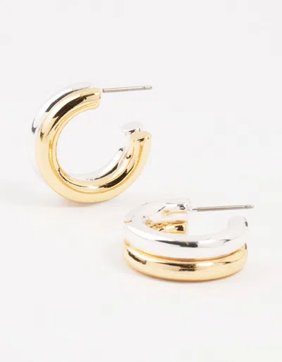 Lovisa Mixed Metals Double Hoop Earrings In Metallic