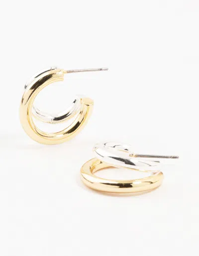 Lovisa Mixed Metals Graduating Hoop Earrings In Metallic