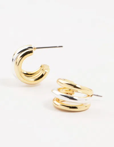 Lovisa Mixed Metals Mini Claw Hoop Earrings In Metallic