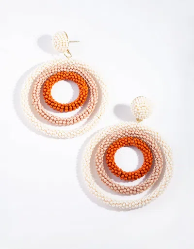 Lovisa Neutral Beaded Triple Circle Drop Earrings In Multi