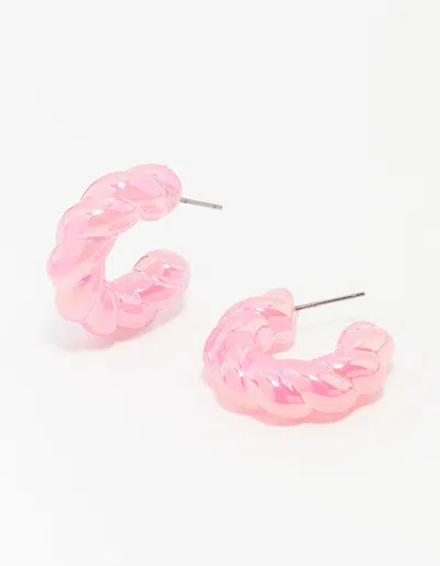 Lovisa Pink Acrylic Rope Twist Chubby Hoop Earring