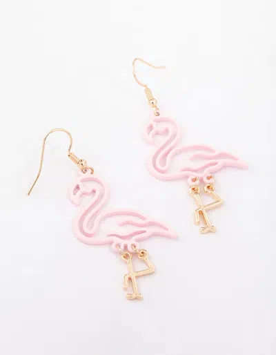 Lovisa Pink Cut Out Flamingo Drop Earrings In Gold