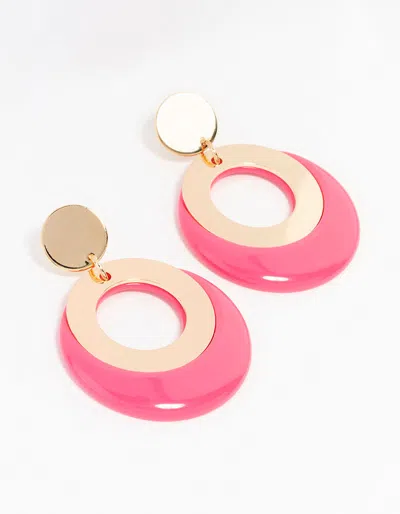 Lovisa Pink Gold Acrylic Disc & Circle Drop Earrings