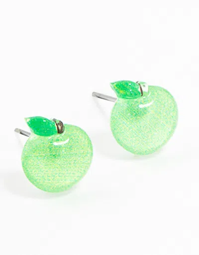 Lovisa Plastic Apple Stud Earrings In Green