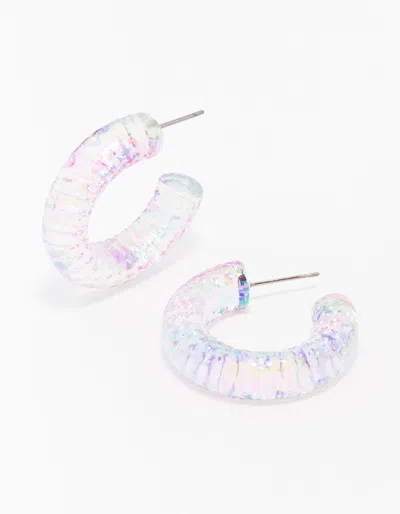 Lovisa Plastic Clear Glitter Hoop Earring In Purple