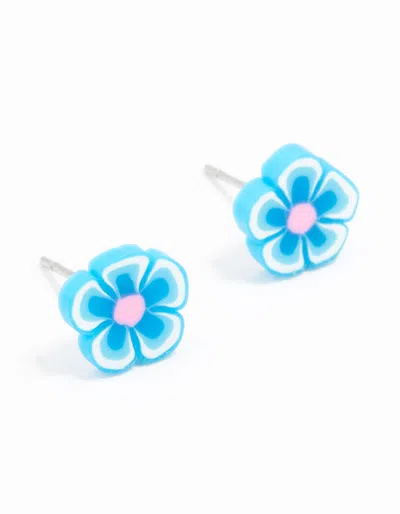Lovisa Plastic Fimo Flower Stud Earrings In Blue