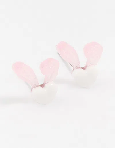 Lovisa Plastic Heart Bunny Stud Earrings In Pink