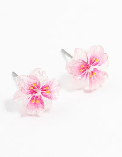 Lovisa Plastic Hibiscus Flower Stud Earrings In Pink