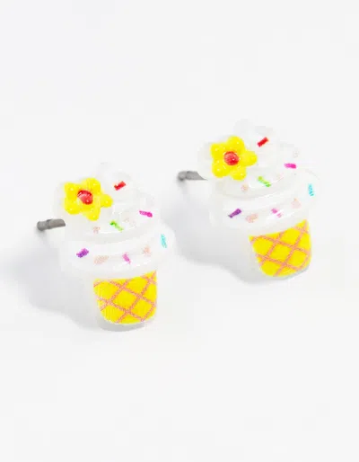 Lovisa Plastic Ice Cream Cone Stud Earrings In Yellow