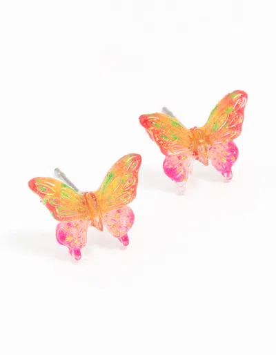 Lovisa Plastic Ombre Butterfly Stud Earrings In Multi