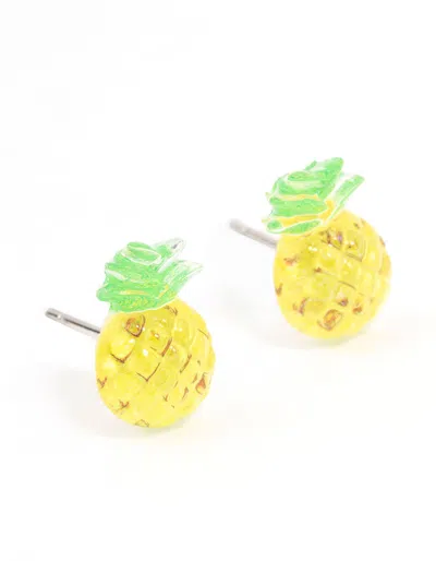 Lovisa Plastic Pineapple Stud Earrings In Yellow