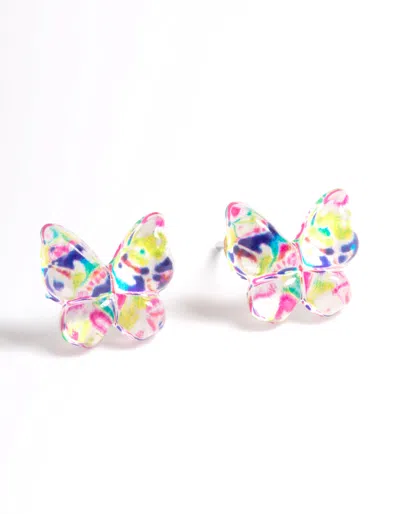 Lovisa Plastic Resin Butterfly Stud Earrings In Multi