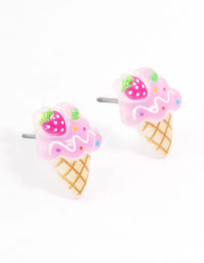 Lovisa Plastic Strawberry Icecream Stud Earrings In Pink