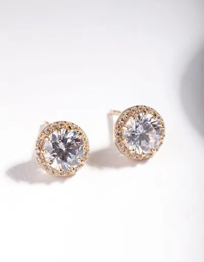 Lovisa Premium Gold-plated 925 Sterling Silver 5mm Cubic Zirconia Halo Stud Earrings