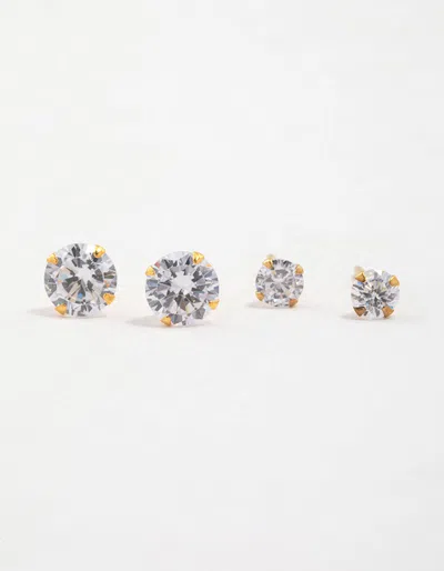 Lovisa Premium Gold-plated 925 Sterling Silver Cubic Zirconia Stud Pack