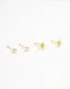 Lovisa Premium Gold-plated 925 Sterling Silver Mini Starburst Earrings 2-pack