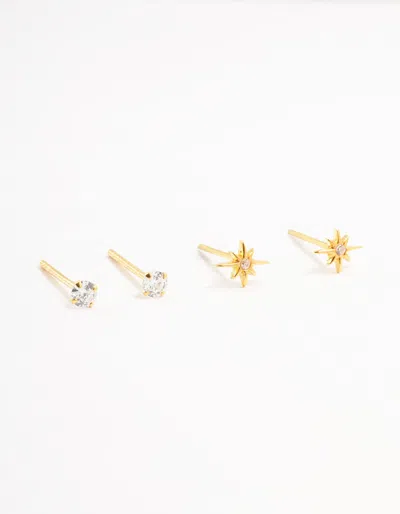 Lovisa Premium Gold-plated 925 Sterling Silver Mini Starburst Earrings 2-pack