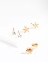 Lovisa Premium Gold-plated 925 Sterling Silver Seaside Stud Earring Pack