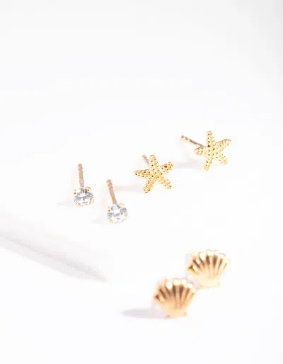 Lovisa Premium Gold-plated 925 Sterling Silver Seaside Stud Earring Pack