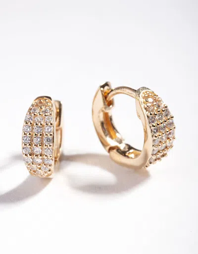 Lovisa Premium Gold-plated 925 Sterling Silver Statement Pave Huggie Earrings