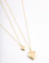 Lovisa Premium Gold Plated Charming Hearts Necklaces 2-pack, 18 Inches In Gold