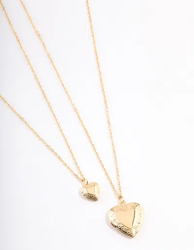Lovisa Premium Gold Plated Charming Hearts Necklaces 2-pack, 18 Inches