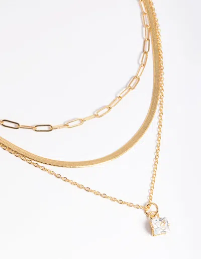 Lovisa Premium Gold Plated Cubic Zirconia Chain Necklace In Multi