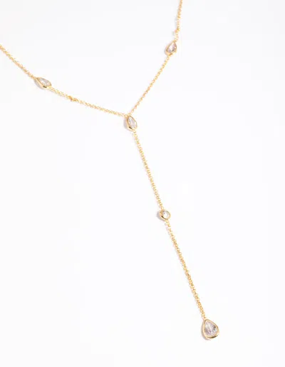 Lovisa Premium Gold Plated Cubic Zirconia Lariat Necklace In Multi