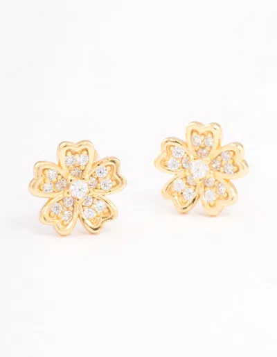 Lovisa Premium Gold Plated Sterling Silver Cubic Zirconia Flower Studs