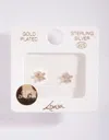 Lovisa Premium Gold Plated Sterling Silver Cubic Zirconia Flower Studs In Multi