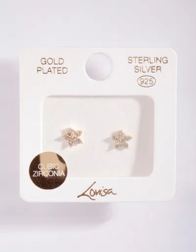 Lovisa Premium Gold Plated Sterling Silver Cubic Zirconia Flower Studs In Multi