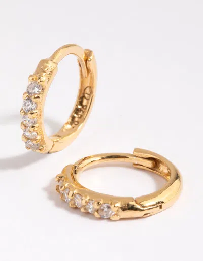 Lovisa Premium Gold Plated Sterling Silver Cubic Zirconia Huggie Earrings In Multi