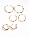 Lovisa Premium Gold Plated Sterling Silver Mix Thick Hoop Earring Pack In Gold