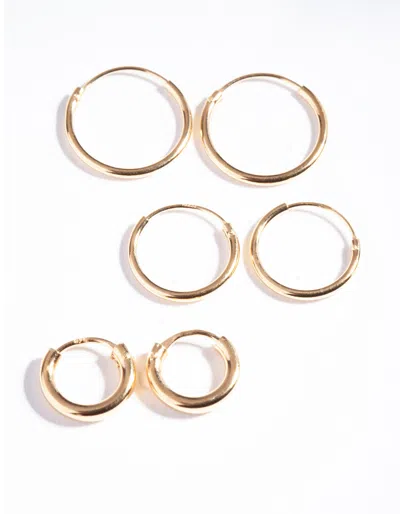 Lovisa Premium Gold Plated Sterling Silver Mix Thick Hoop Earring Pack