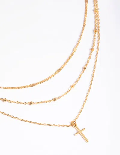 Lovisa Premium Gold Plated Timeless Layered Cross 15 Inch Necklace