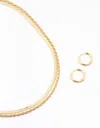 Lovisa Premium Gold Plated Twist & Snake Chain Necklace & Hoop Set, 14.5 Inches In Gold