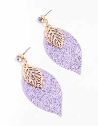 Lovisa Purple & Gold Diamante Filigree Flower Drop Earrings