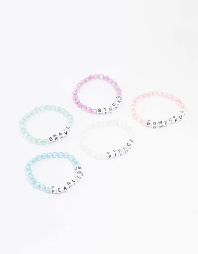 Lovisa Rainbow Affirmation Bracelets 5-pack In Multi