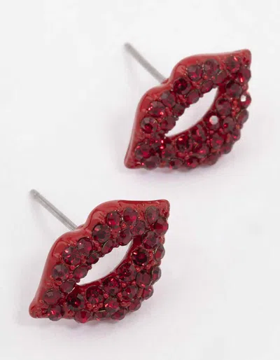 Lovisa Red Bling Diamante Lip Stud Earrings