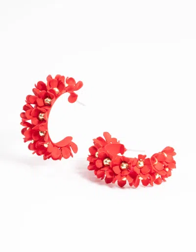Lovisa Red Cluster Flower Hoop Earrings