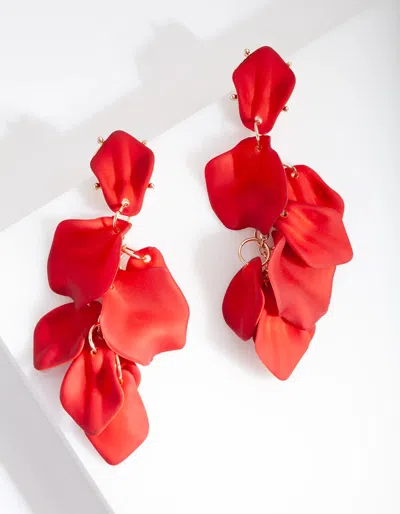 Lovisa Red Coated Metal Petal Drop Earrings In Multi