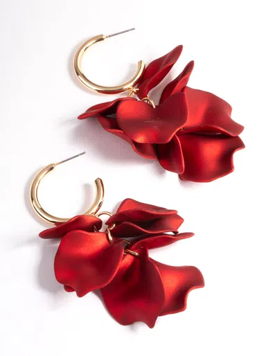 Lovisa Red Coated Petal Huggie Earrings