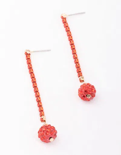 Lovisa Red Cupchain Fireball Drop Earrings In Gold